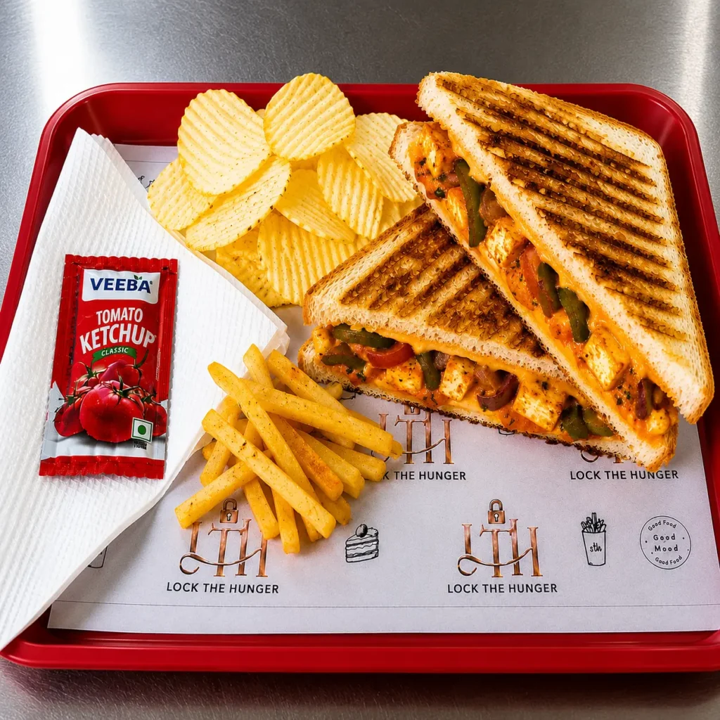 grilled paneer sandwich lock the hunger